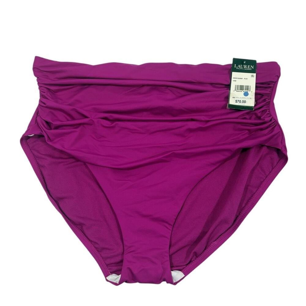 Ralph Lauren NWT Shirred High Waist Swimsuit Bottom magenta Size 18W